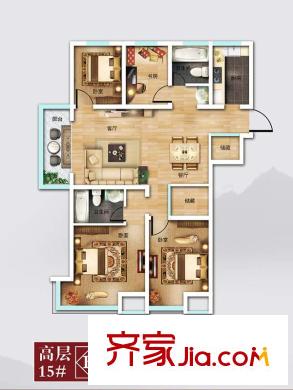易龍新漢城15#樓邊戶B1戶型 4室2廳2衛(wèi)1廚