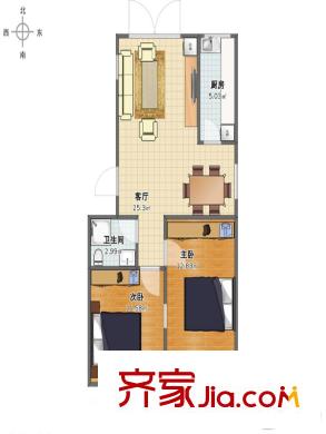 紫城小苑戶型圖 兩室一廳
