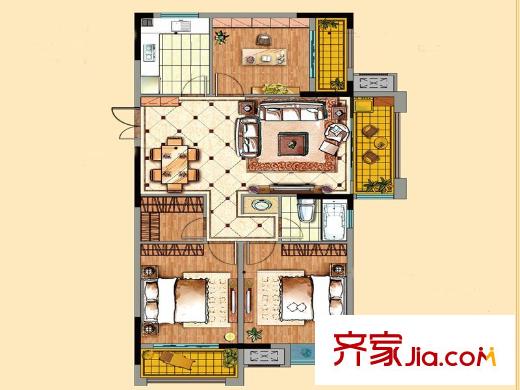 雨潤星雨華府B3戶型 3室2廳1衛(wèi)
