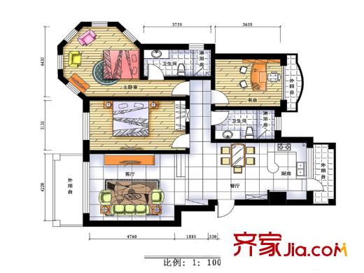 獅山華庭 戶型圖 三室兩廳