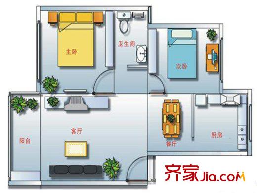 和諧家園 戶型圖 兩室兩廳