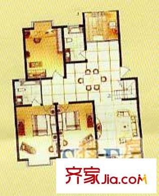 亞特香提雅境花園洋房C3戶型 3室2廳2衛(wèi)1廚