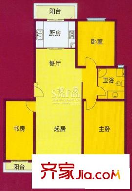 上海嘉苑戶型圖c2戶型118.14平方米 3室2廳1衛(wèi)1廚