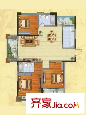 國(guó)基桂花小鎮(zhèn)4#和9#樓A1戶型 3室2廳2衛(wèi)1廚