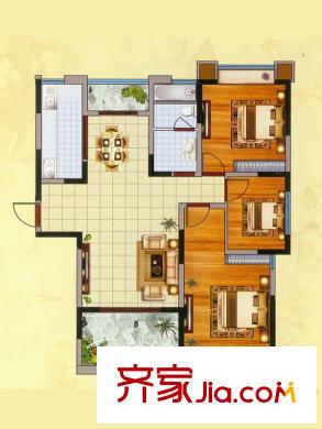國基桂花小鎮(zhèn)8#樓D3戶型 3室2廳1衛(wèi)1廚