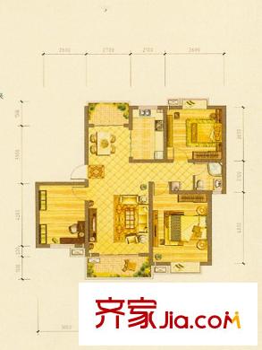 熔盛社區(qū)戶型圖8#、9#、15#樓C2戶型 2室2廳1衛(wèi)1廚