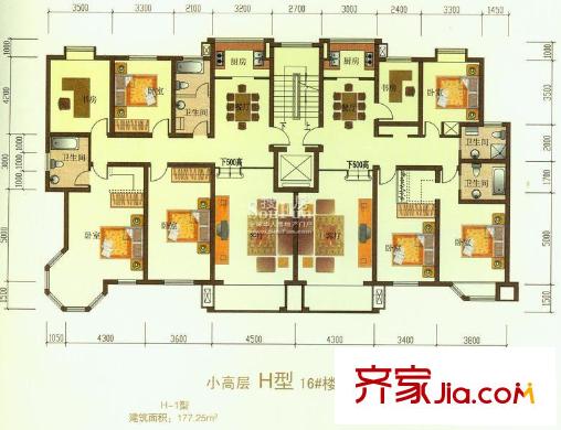 金九華府 小高層h戶型177.25平方米16#、17#