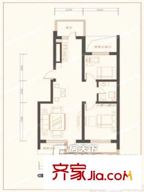 御點江山戶型圖戶型圖 2室2廳1衛(wèi)1廚