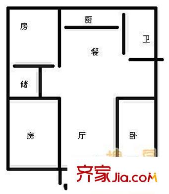 牧校宿舍 戶型圖（3室2廳1廚1衛(wèi)）