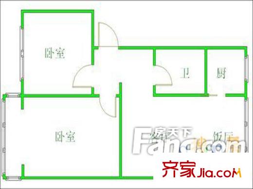 煤氣公司宿舍(中學(xué)街)戶型圖戶型圖 2室1廳1衛(wèi)1廚