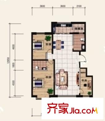 凱迪名苑A1戶型圖  3室2廳2衛(wèi)1廚