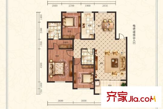 美侖環(huán)球港G5戶型三室二廳一廚二衛(wèi) 151平方米 3室2廳2衛(wèi)1廚