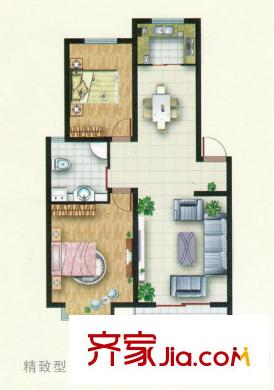 佳華景園戶型圖二期小高層6#、7#樓精致型戶型 2室2廳1衛(wèi)1廚