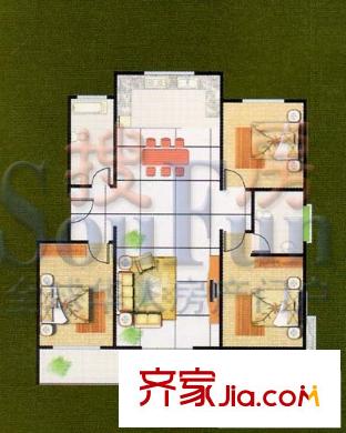 嘉樂園戶型圖戶型圖 3室2廳1衛(wèi)1廚