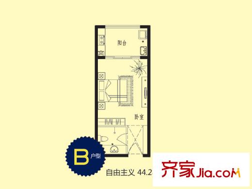 禾翔陽(yáng)光戶型圖B戶型自由主義 1室1衛(wèi)