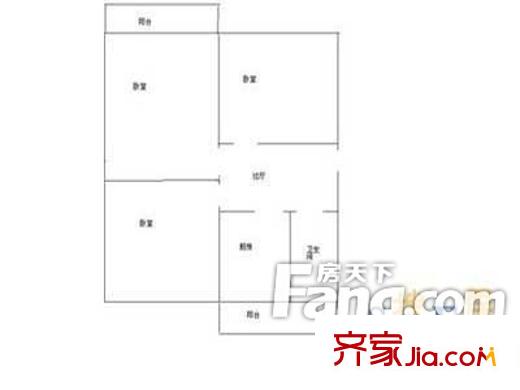 紡織局宿舍戶型圖服裝廠宿舍 3室1廳1衛(wèi)1廚
