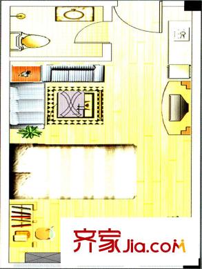 東晨杰座戶型圖一期高層住宅標(biāo)準(zhǔn)層戶型一 2室1廳1衛(wèi)1廚