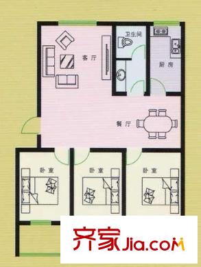 大成住宅戶型圖戶型圖（3-1-1） 3室1廳1衛(wèi)1廚