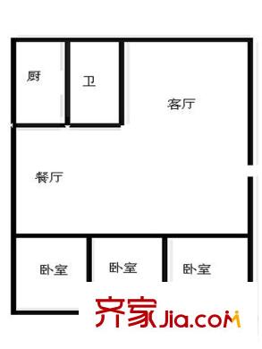 大學(xué)科技園宿舍戶型圖戶型圖（3-2-1） 3室2廳1衛(wèi)1廚