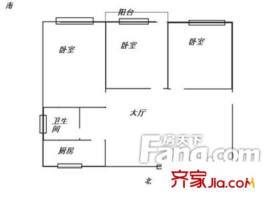北胡小區(qū)戶型圖戶型圖（20130322） 3室1廳1衛(wèi)1廚