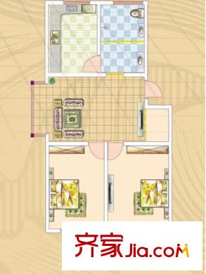 浞景馨園戶型圖戶型圖（2-2-1） 2室2廳1衛(wèi)1廚