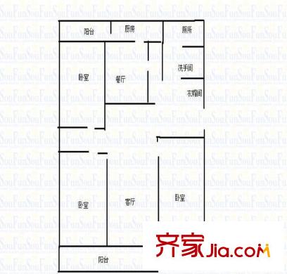 陽(yáng)光靜苑 3室 戶型圖