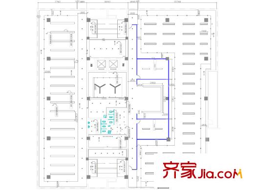 山東呼叫中心產(chǎn)業(yè)基地戶型圖辦公樓E樓三四樓層平面圖 