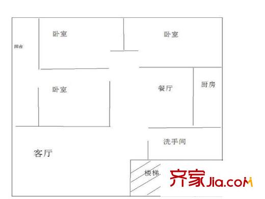 濰城房管所宿舍戶型圖戶型圖（3-2-1） 3室2廳1衛(wèi)1廚