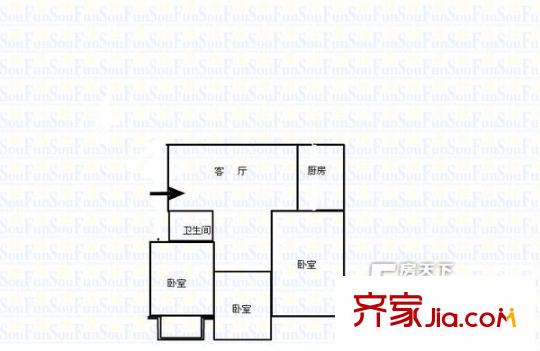 民政局宿舍(蓉花路與北宮街)戶型圖民政局宿舍戶型圖（3室2廳1廚1衛(wèi)） 3室2廳1衛(wèi)1廚