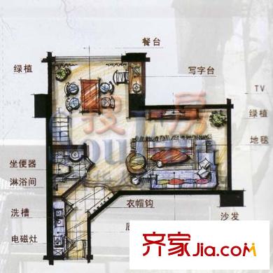 泰華城戶(hù)型圖1室1衛(wèi)1廚