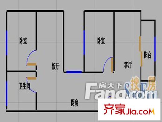 日向友好學(xué)校宿舍戶型圖宿舍 2室2廳1衛(wèi)1廚