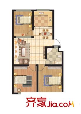 景慧佳園戶型圖一期多層C戶型 3室2廳1衛(wèi)1廚