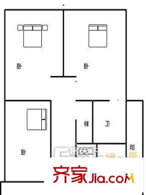 華豐宿舍戶型圖戶型圖（3-1-1） 3室1廳1衛(wèi)1廚