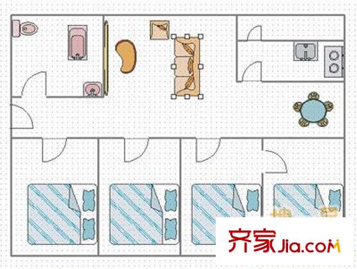 管委會(huì)宿舍 4室 戶型圖