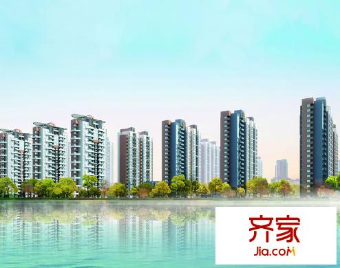 盛海第一園外景圖沿河樓體外立面效果圖