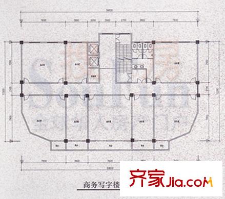 中僑廣場戶型圖商務(wù)寫字樓標(biāo)準(zhǔn)層平面 1室