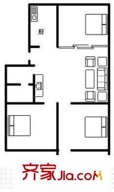 臥龍灣家園戶型圖3室2廳1衛(wèi)1廚 3室2廳1衛(wèi)1廚