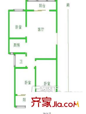 臥龍新區(qū)戶型圖戶型圖（201303013） 3室1廳1衛(wèi)1廚