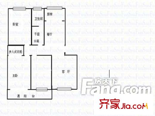 絲綢公司宿舍戶型圖戶型圖（3-2-1） 3室2廳1衛(wèi)1廚