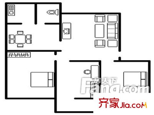 汽配城宿舍戶型圖戶型圖（3-2-1） 3室2廳1衛(wèi)1廚