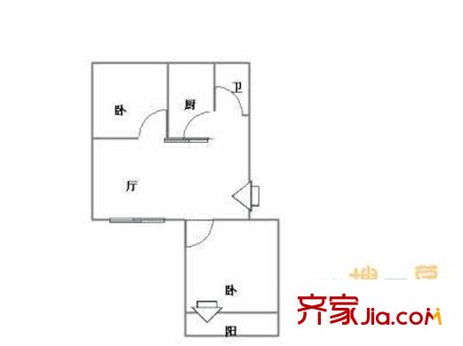 工行宿舍(濰州路)戶型圖戶型圖（2-1-1） 2室1廳1衛(wèi)1廚