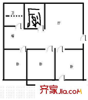 交通局宿舍(奎文)戶型圖奎文交通局宿舍 3室 戶型圖 3室2廳1衛(wèi)1廚