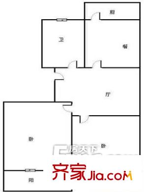 國稅局宿舍(北海路)戶型圖戶型圖 2室1廳1衛(wèi)1廚
