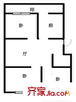 對(duì)外經(jīng)貿(mào)局宿舍戶型圖戶型圖（3-1-1） 3室1廳1衛(wèi)1廚