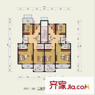 當(dāng)代帝中海戶型圖E戶型2層 4室1廳2衛(wèi)
