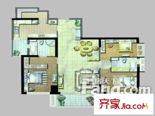 東方曼哈頓戶型圖戶型圖 3室2廳1衛(wèi)1廚