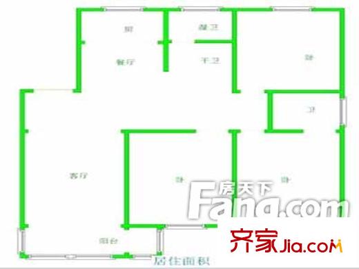 北關(guān)街辦宿舍戶型圖戶型圖（3-2-1） 3室2廳1衛(wèi)1廚