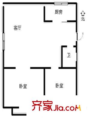 向陽小區(qū)(新華路)戶型圖戶型圖（2-1-1） 2室1廳1衛(wèi)1廚