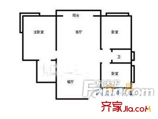 新港大廈宿舍戶型圖戶型圖（3-1-1） 3室1廳1衛(wèi)1廚