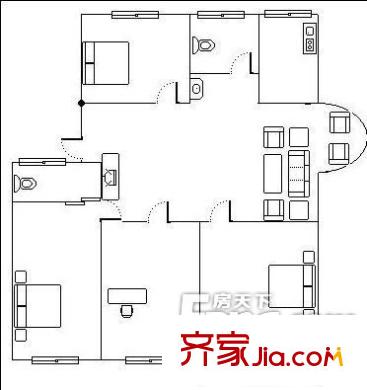 檢驗檢疫局宿舍 戶型圖（3室2廳1廚1衛(wèi)）